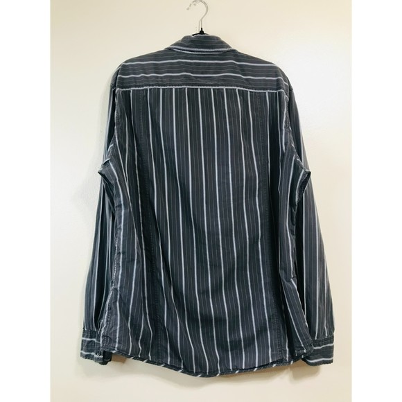 Esprit Urban Fit Men Charcoal Grey w/ White Pinstripe Button Down Shirt, Size XL - Picture 4 of 4